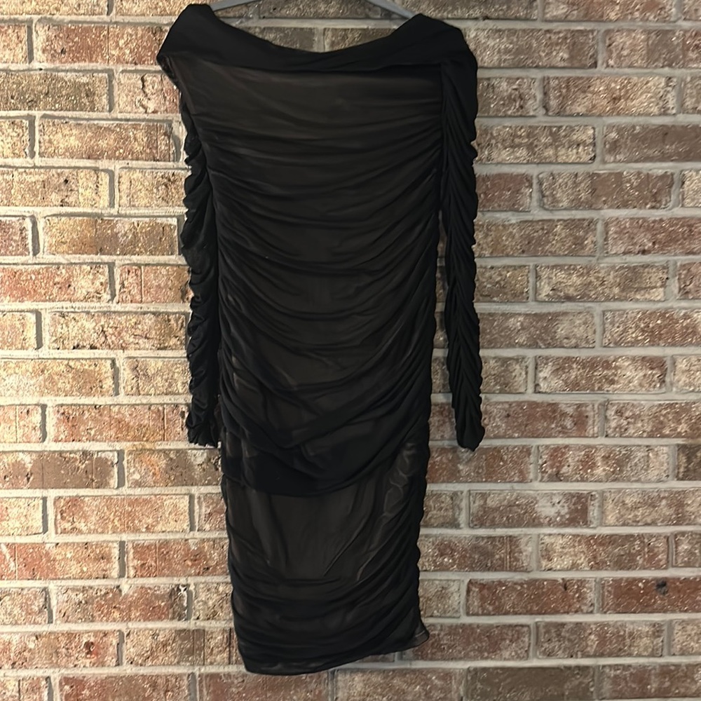 Fashion Nova Black Ruched Dress